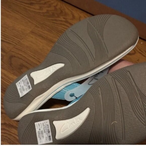 Clarks Cloud Steppers Breeze Sea Flip Flops Turquoise/Coral Ombre 🆕⌚📦🏃💨🚚 - Picture 13 of 16